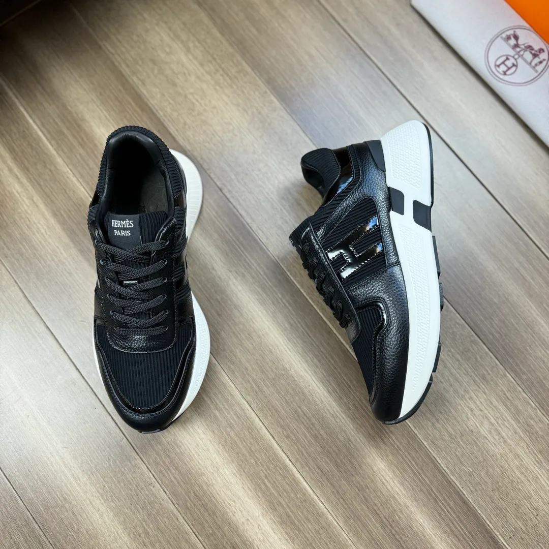 [HERMES] Hermès men's shoes 💰520💰 - High-end quality original order - Upper: 🔝 tumbled calfskin, high mercerized striped fabric, sewn brand H totem - Lining: water-dyed cowhide - Outsole: ultra-light T men's shoes 💰U foam rubber; two-color molded outsole - Super high quality control, fine workmanship: highlighted (high-end, luxury, grade) -Size :38-44 (45, customized)